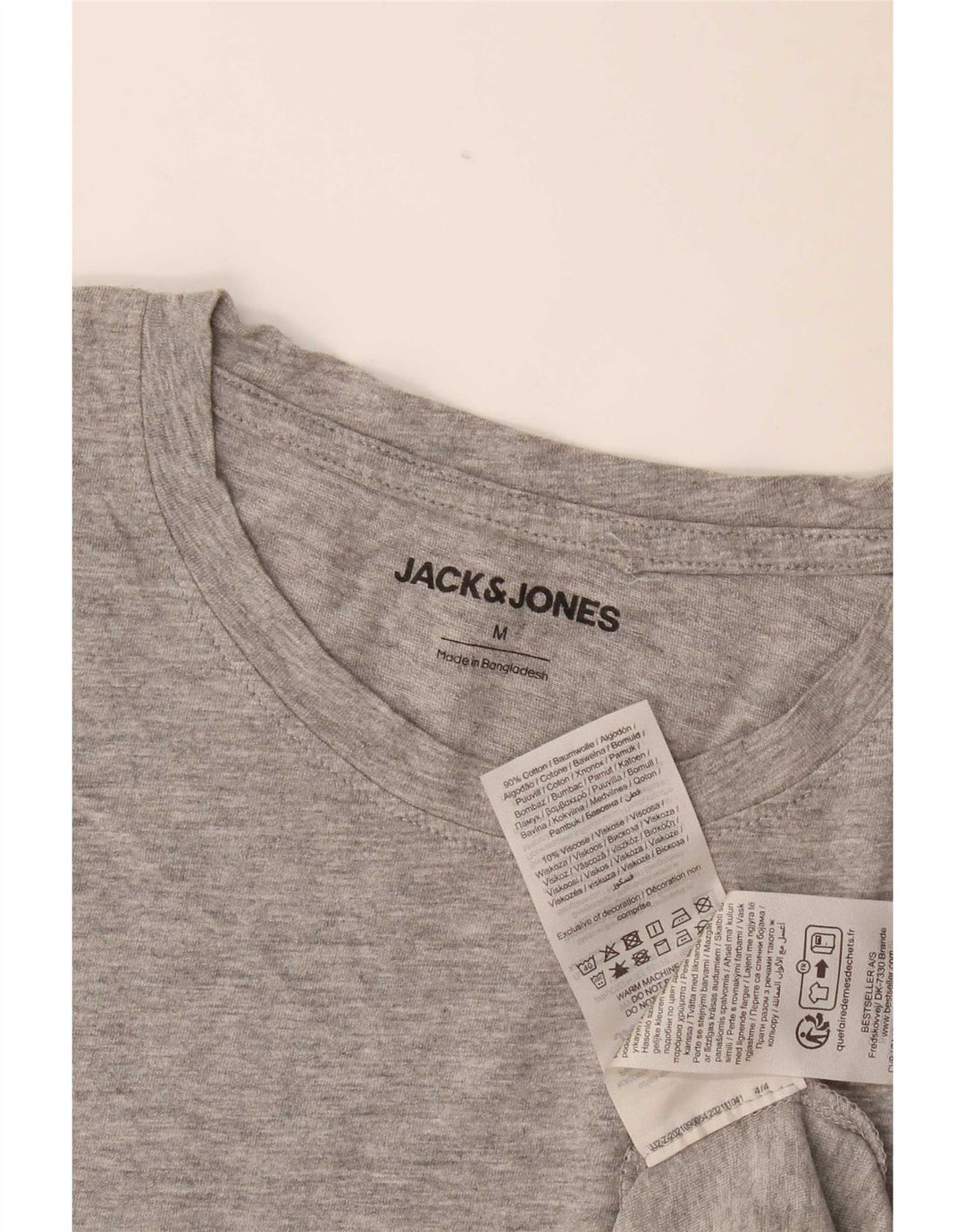 Jack & Jones Herren-T-Shirt-Oberteil aus mittelgrau gefleckter Baumwolle