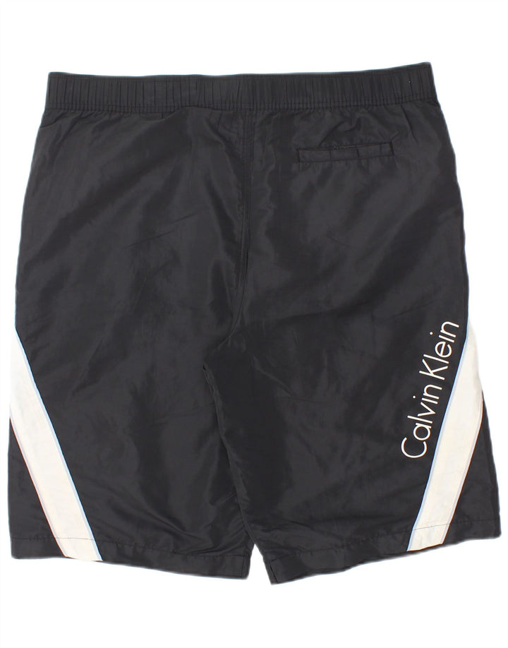 Calvin Klein Herren-Badeshorts mit Grafik, groß, schwarzes Farbblock-Polyester
