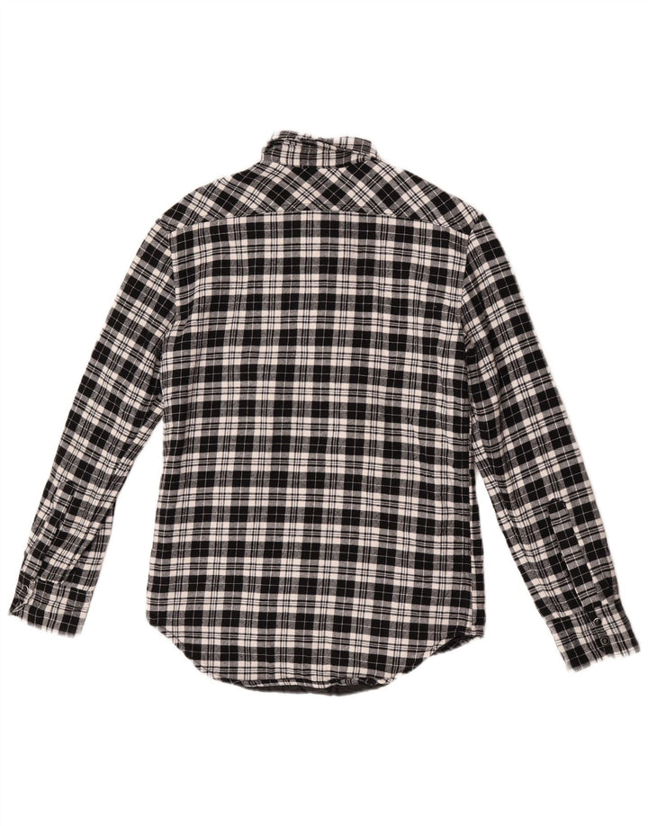 Zara Herren-Lumberjack-Flanellhemd, klein, schwarz, kariert, Baumwolle