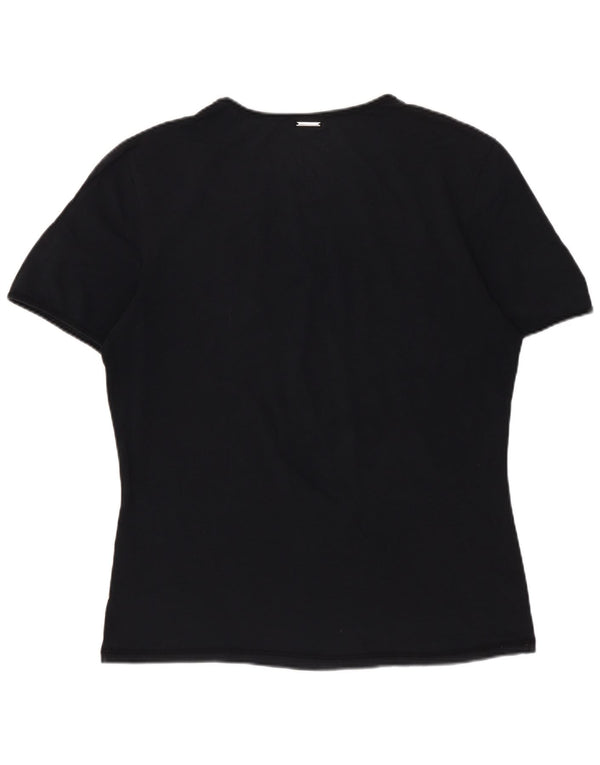 Hugo Boss Damen T-Shirt Top UK 12 Medium Schwarz Baumwolle