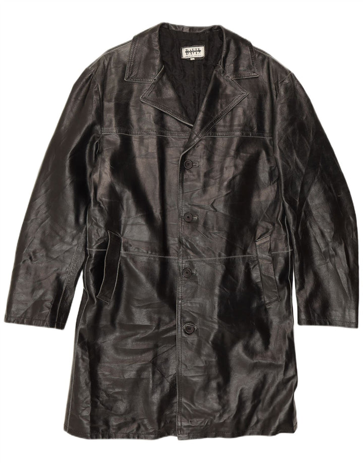 Davin Herren Ledermantel UK 40 Großes schwarzes Leder