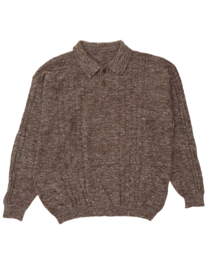 Vintage Herren Rollkragenpullover, Pullover, groß, grau gefleckt