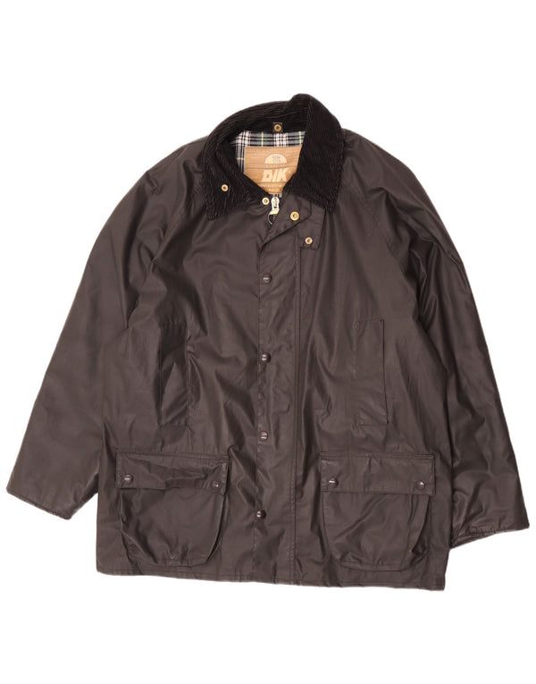 Vintage Herrenjacke aus gewachster Baumwolle, UK 38, Mittelschwarz