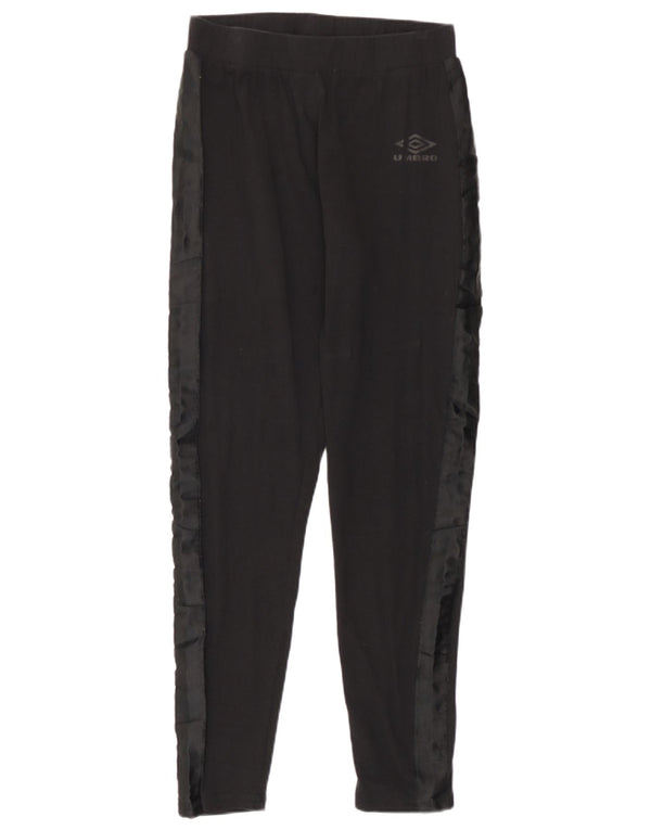 Umbro Damen Leggings UK 14 Large Schwarz Colourblock Baumwolle