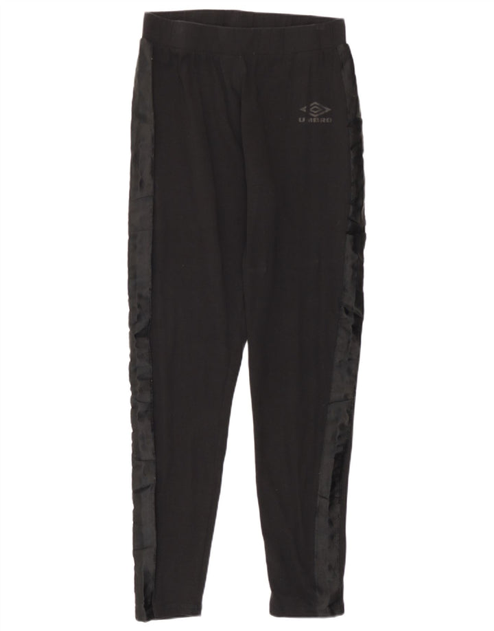 Umbro Damen Leggings UK 14 Large Schwarz Colourblock Baumwolle