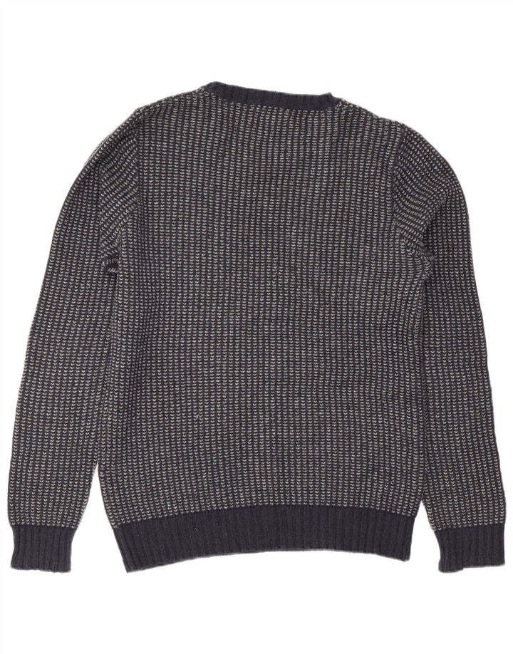 Gant Herren-Pullover mit Rundhalsausschnitt, mittelgroß, marineblau, gestreift, Baumwolle