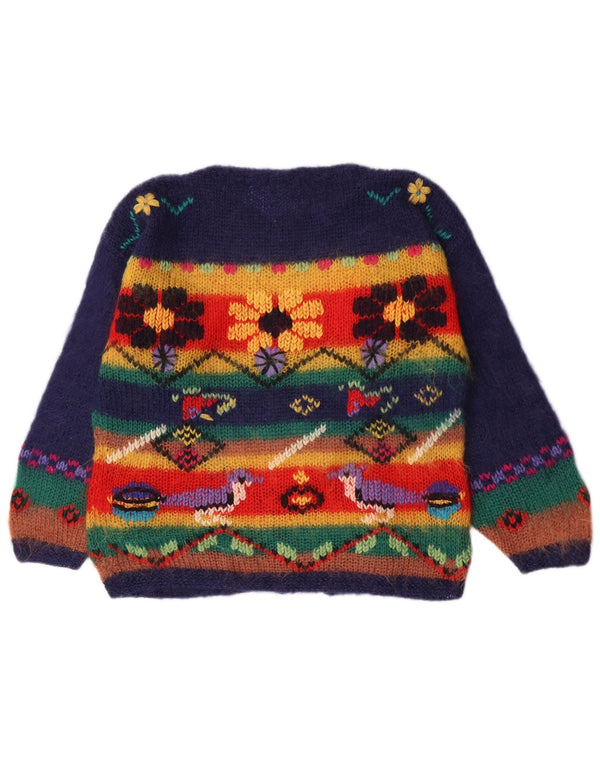 Vintage Damen Pullover mit U-Boot-Ausschnitt, UK 16, groß, mehrfarbig gestreift