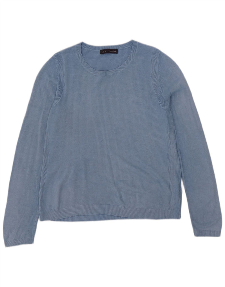 Marks & Spencer Damen-Pullover mit U-Boot-Ausschnitt, UK 14, Mittelblau, Acryl