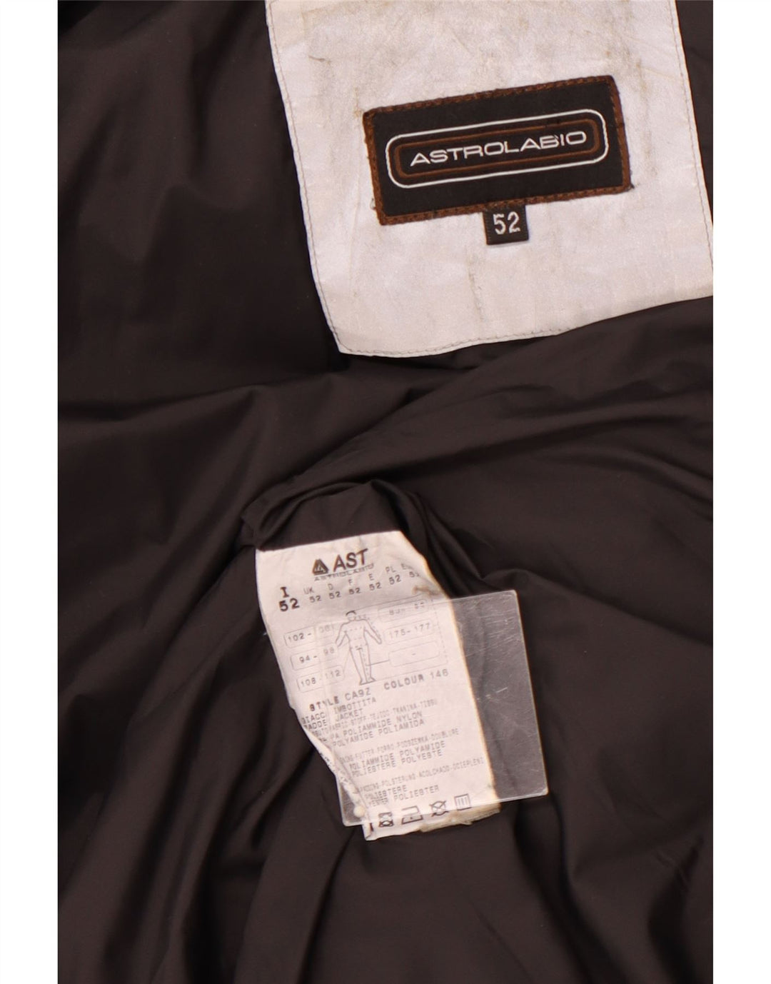 ASTROLABIO Herren-Jacke mit Kapuze, gepolstert, UK 42, XL, braunes Nylon