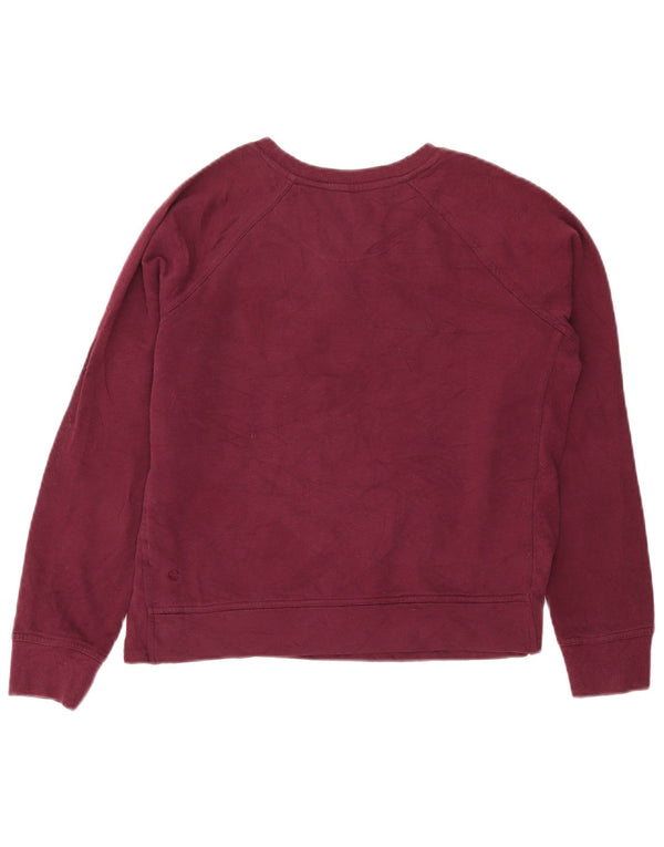 Champion Damen Crop Oversized Sweatshirt Pullover UK 10 Small Burgunderrot