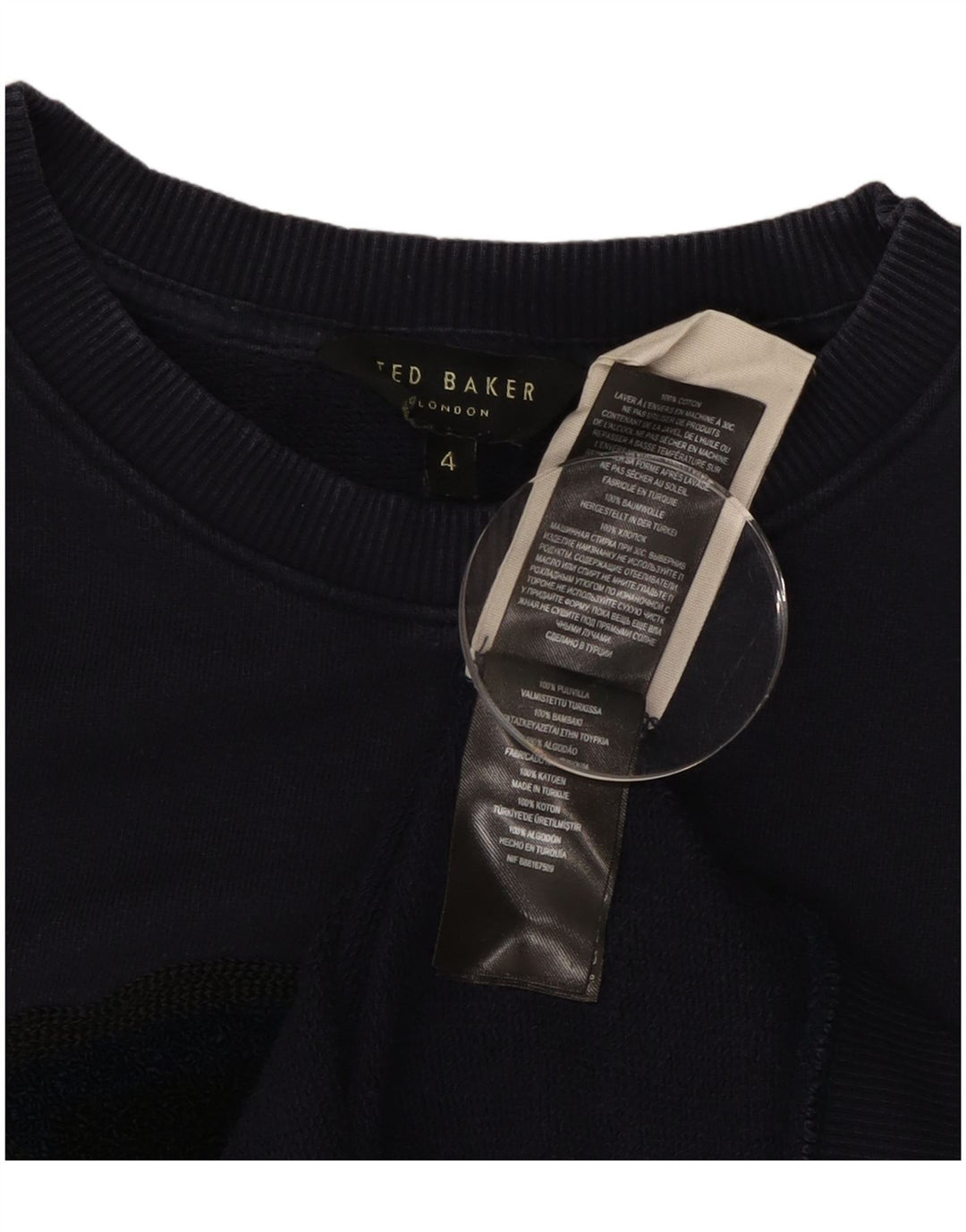 TED BAKER Damen-Sweatshirt in Übergröße, Größe 4, groß, Marineblau mit Blumenmuster