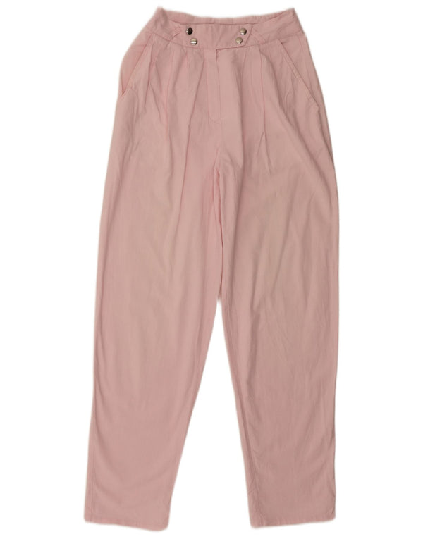 Vintage Damen High Waist Tapered Chino Hose IT 36 XS W24 L29 Pink