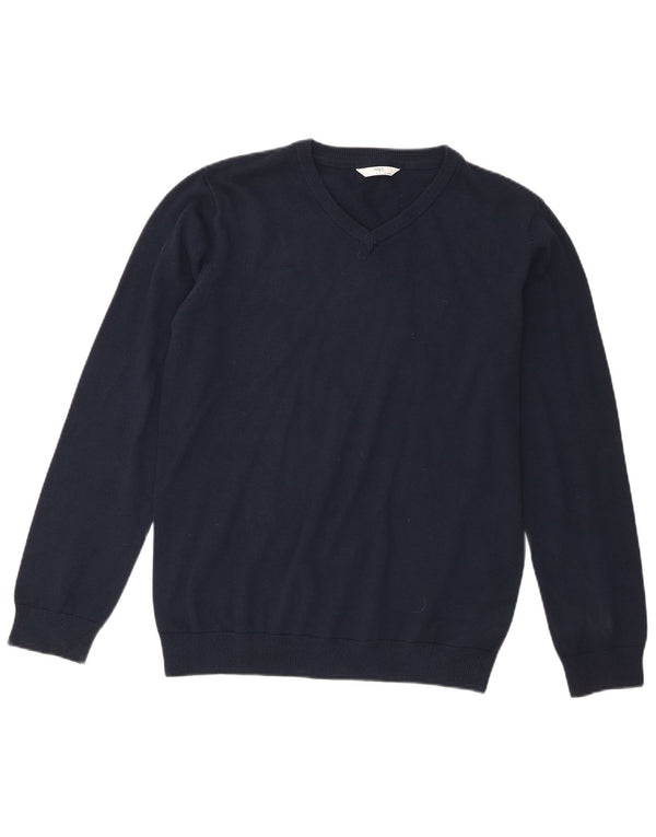 Marks & Spencer Jungen-Pullover mit V-Ausschnitt, 15–16 Jahre, marineblaue Baumwolle