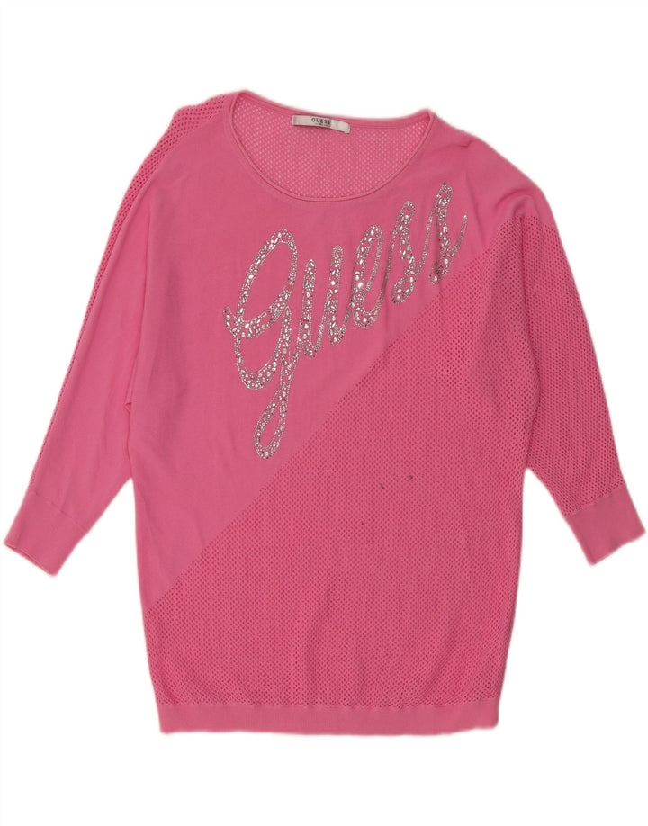 GUESS Damen Grafik-Sweatshirt-Pulloverkleid UK 18 XL Rosa