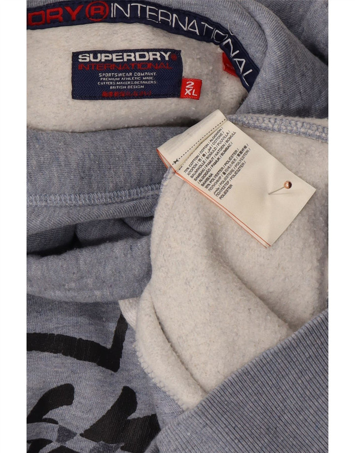 SUPERDRY Herren-Kapuzenpullover mit Grafik, 2XL, blaue Baumwolle