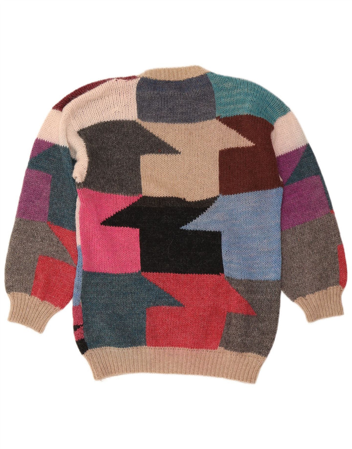 Vintage Damen Pullover mit Rundhalsausschnitt UK 14 Medium Mehrfarbig