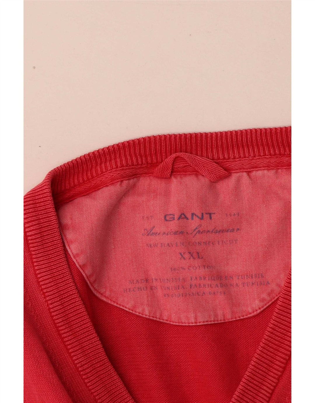 Gant Herren-Pullover mit V-Ausschnitt, 2XL, rote Baumwolle