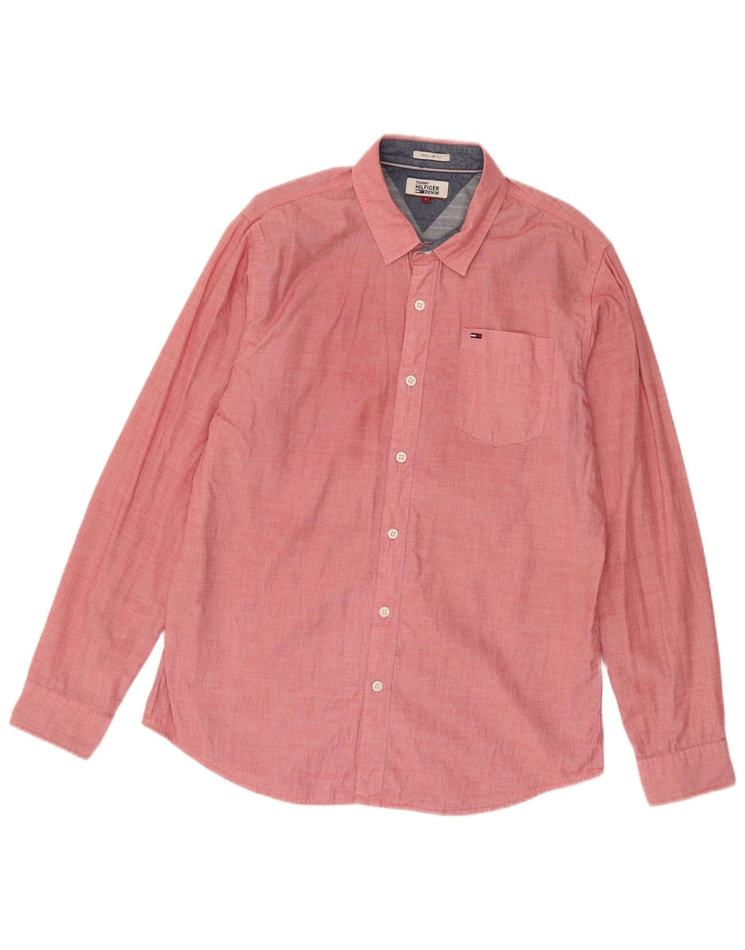 Tommy Hilfiger Herren-Hemd mit normaler Passform, groß, rosa, Baumwolle