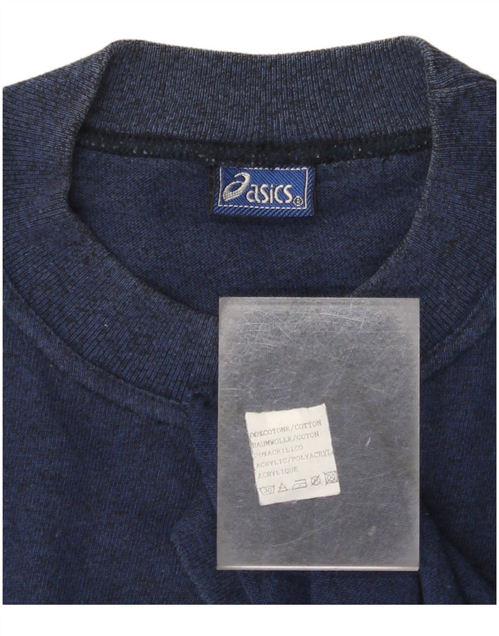 ASICS Herren-Grafik-T-Shirt-Oberteil aus mittelblauer, marineblauer Colourblock-Baumwolle