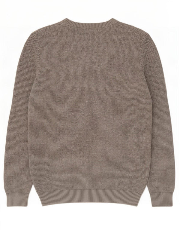 Zara Herren-Pullover mit Rundhalsausschnitt, groß, graue Baumwolle