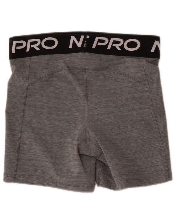 Nike Damen Dri Fit Graphic Sport Shorts UK 12 Mittelgrau Farbblock