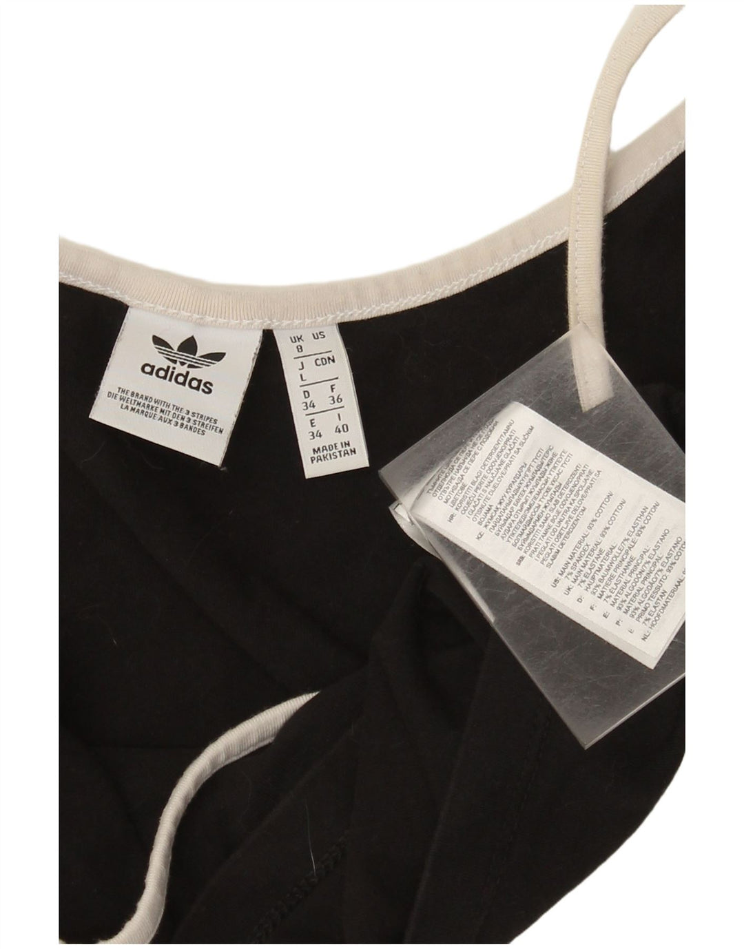 Adidas Damen Crop Cami Top UK 8 Small Schwarz Baumwolle