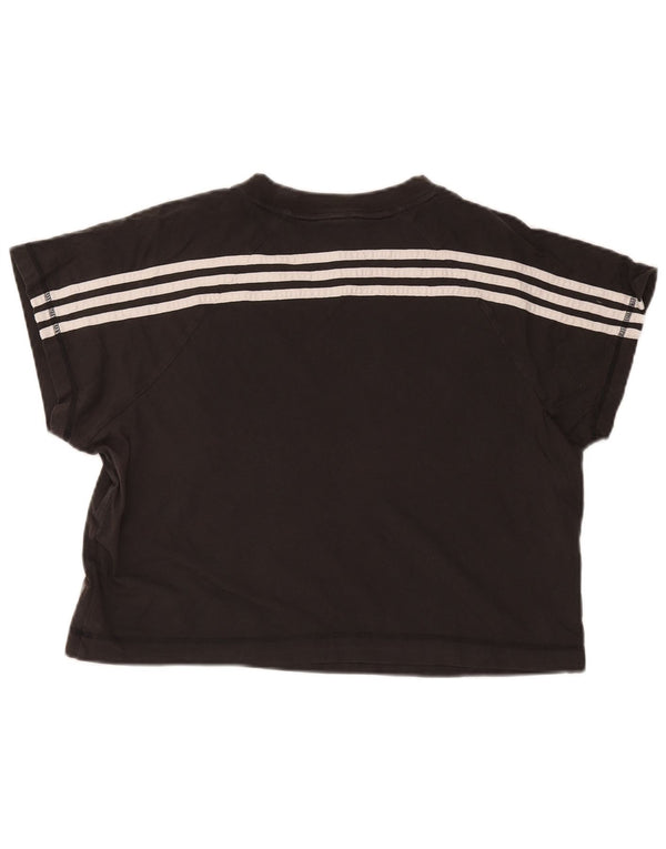 Adidas Damen Crop T-Shirt Top UK 24/26 2XL Schwarz
