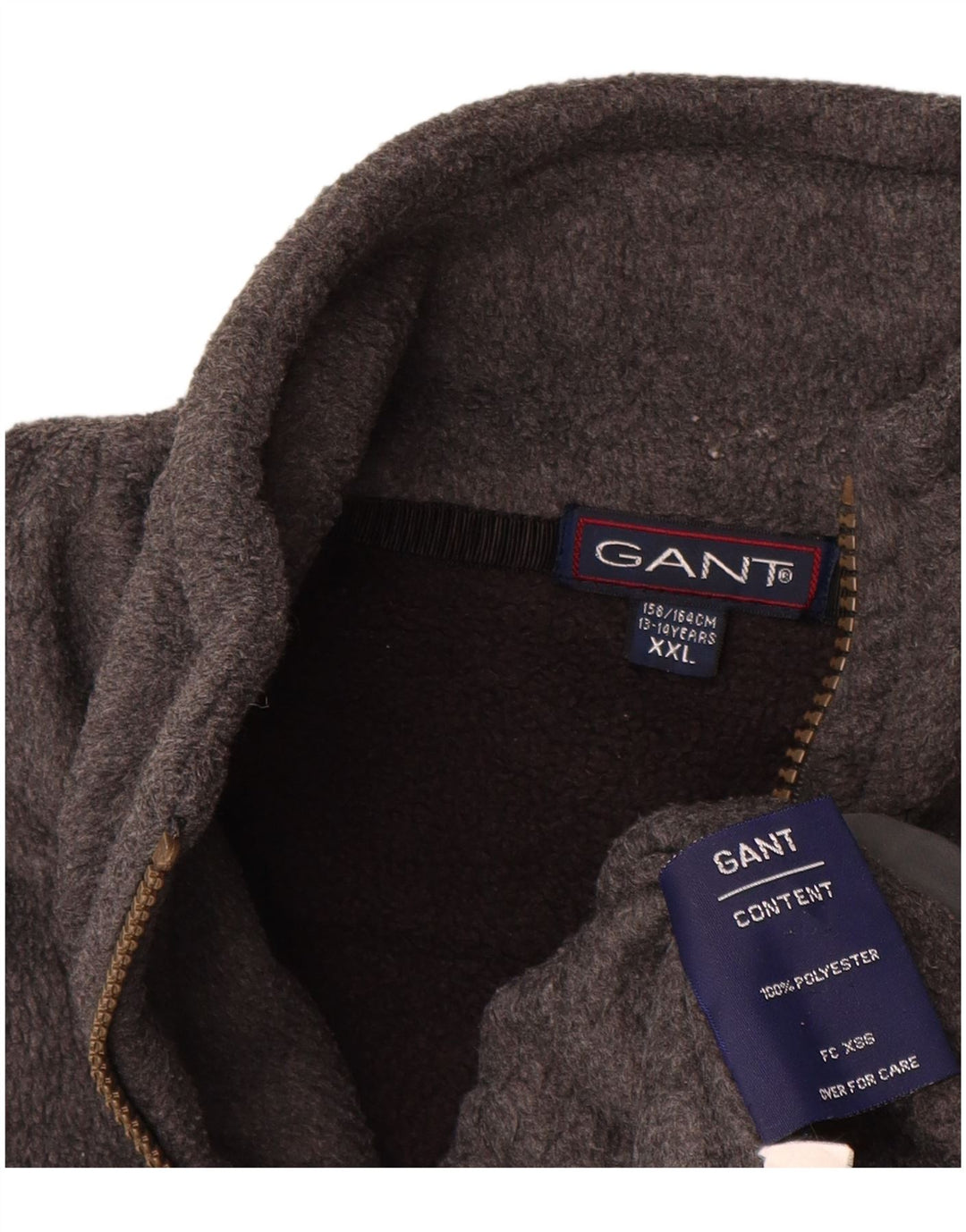GANT Fleecepullover für Jungen, groß, mit Reißverschluss, 13–14 Jahre, 2XL, graues Polyester