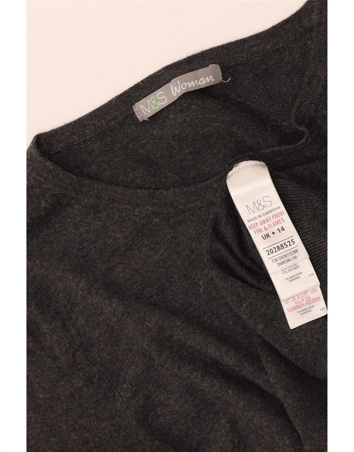 Marks & Spencer Damen Strickjacke Pullover UK 14 Mittelgraue Viskose