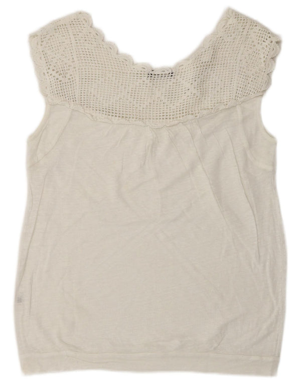 Massimo Dutti Damen ärmelloses Blusenoberteil UK 16 Large Weiß