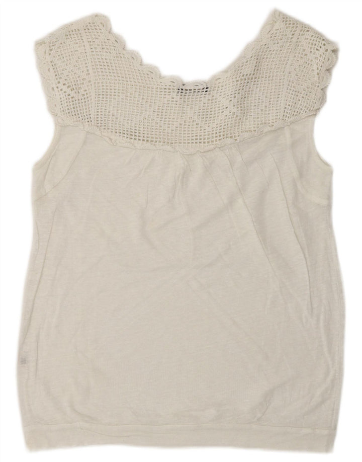 Massimo Dutti Damen ärmelloses Blusenoberteil UK 16 Large Weiß