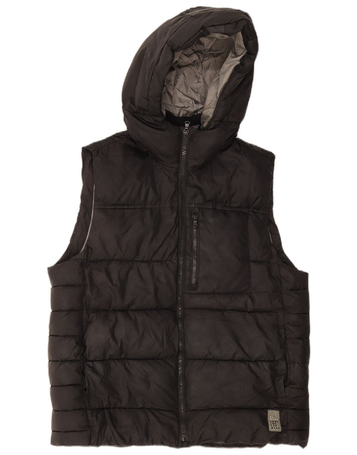 Zara Jungen-Weste mit Kapuze, gepolstert, 13–14 Jahre, schwarzes Polyester