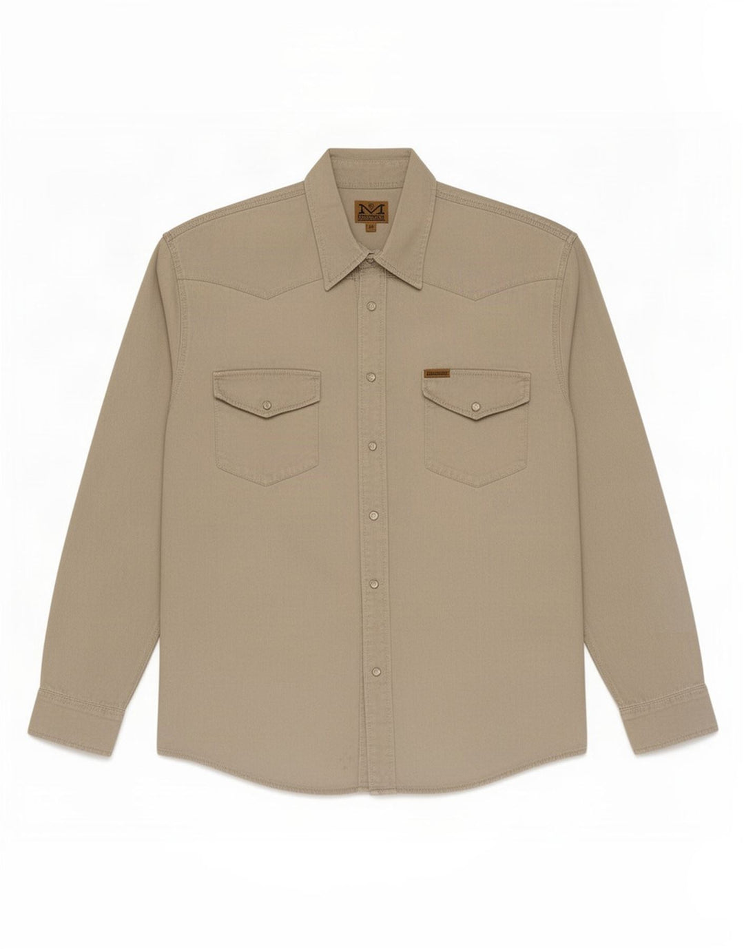 MAVERICK Herren-Westernhemd, groß, beige, Baumwolle