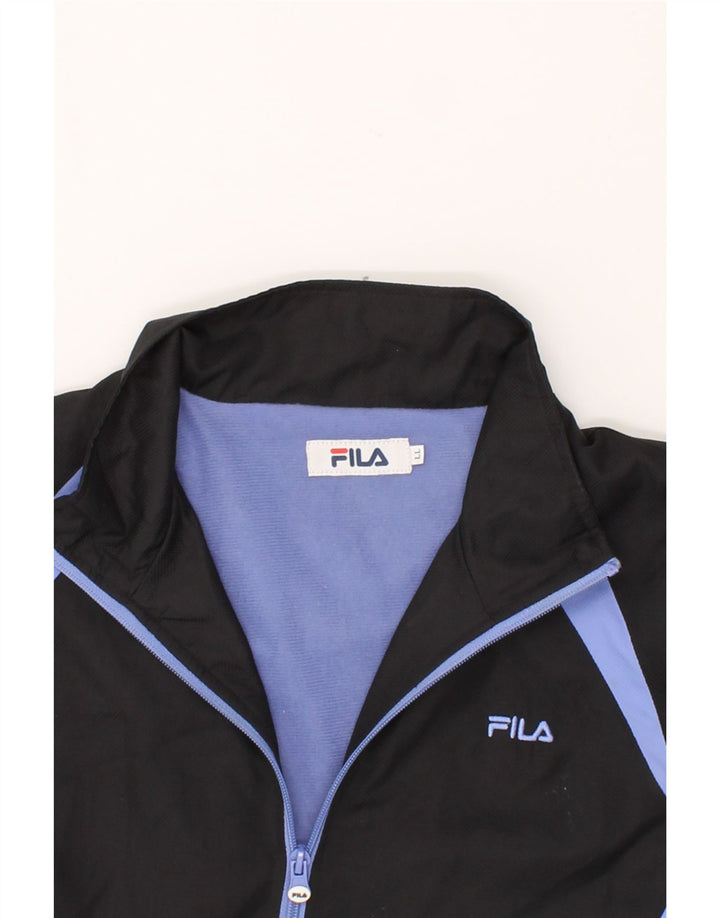 FILA Womens Tracksuit Top Jacket UK 16 Large Black Colourblock Vintage Fila and Second-Hand Fila from Messina Hembry 