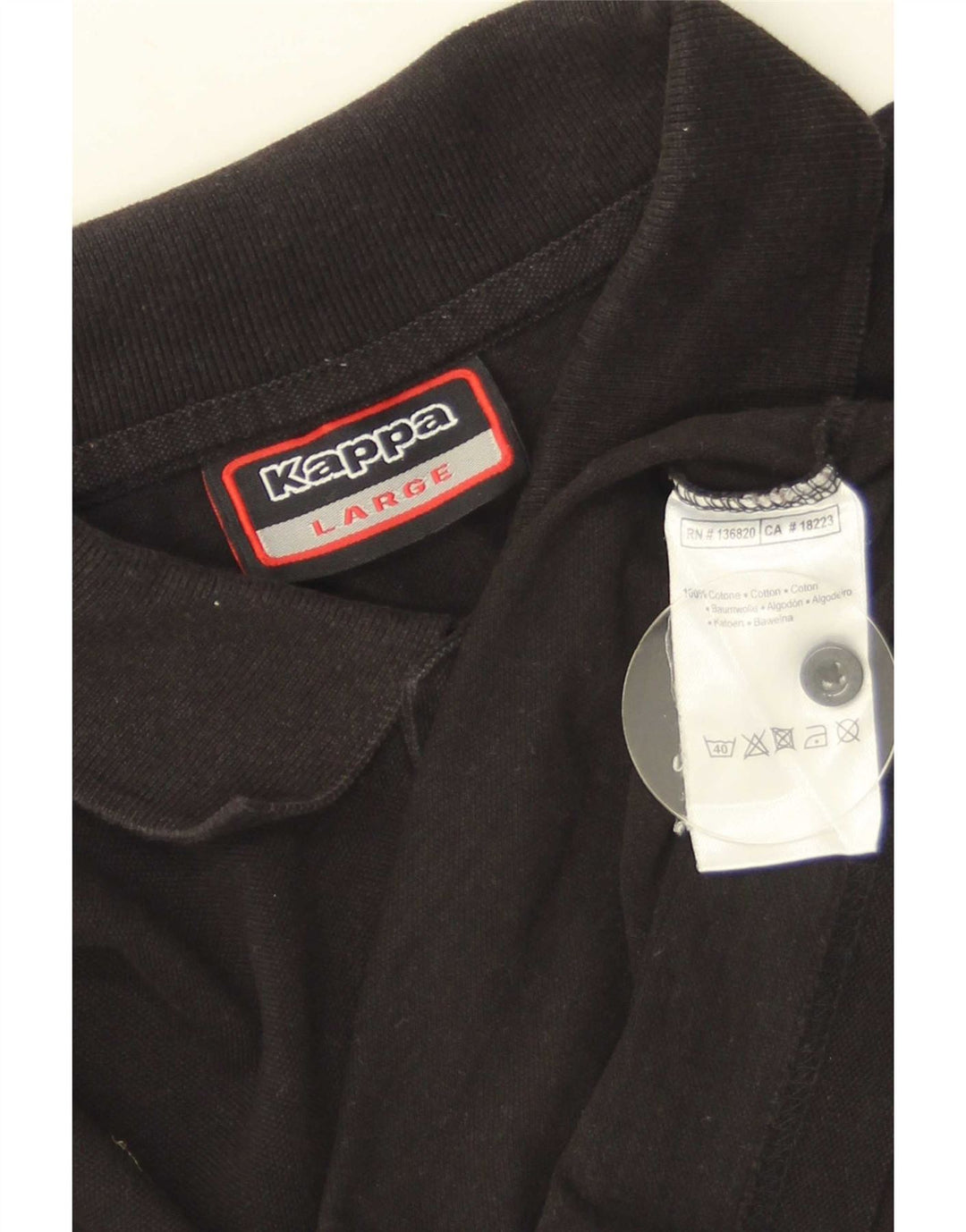 Kappa Herren-Poloshirt, groß, schwarze Baumwolle