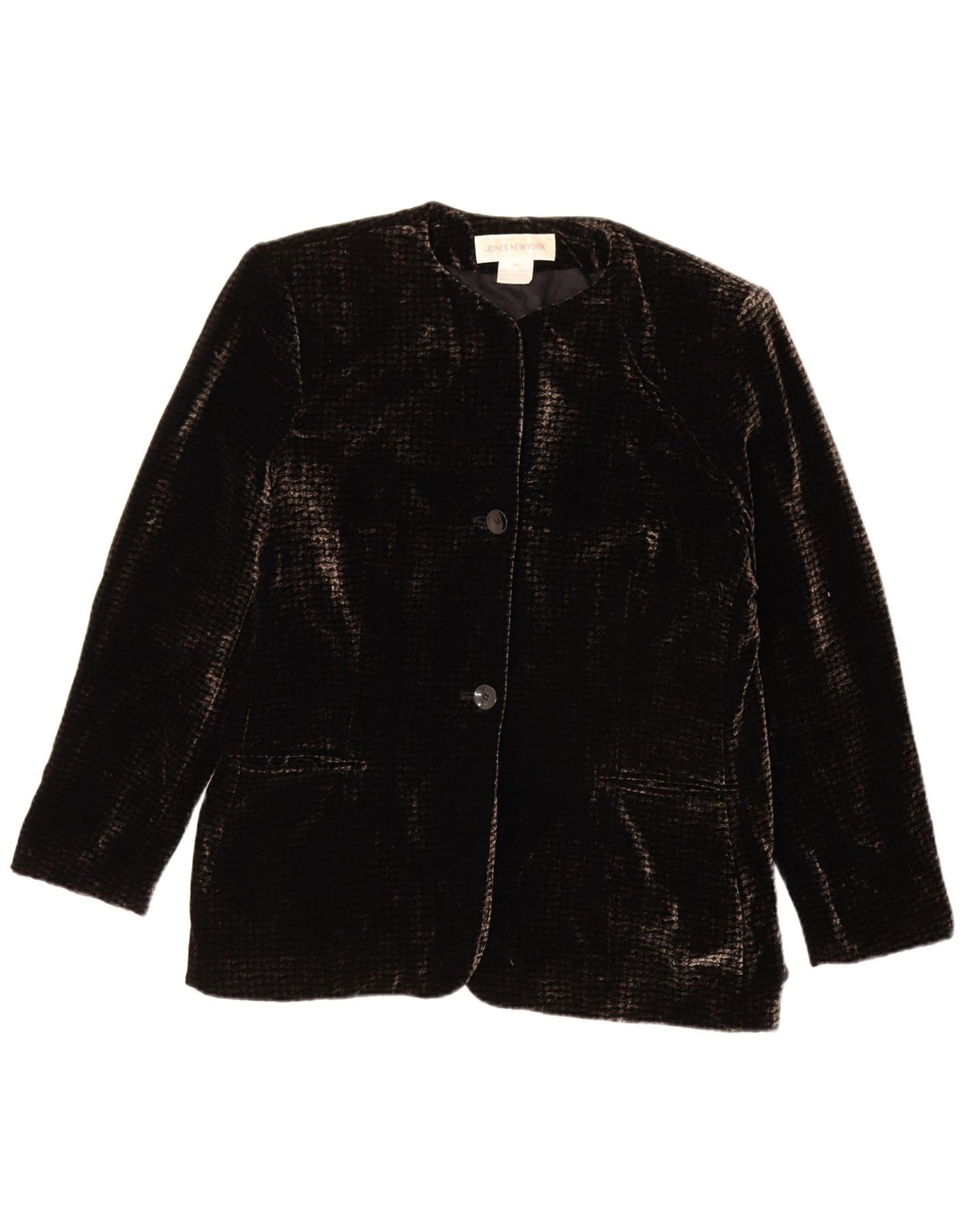 Jones New York Damen-Blazer aus Velours mit 2 Knöpfen, Gr. 16, Größe L, Schwarz, Viskose