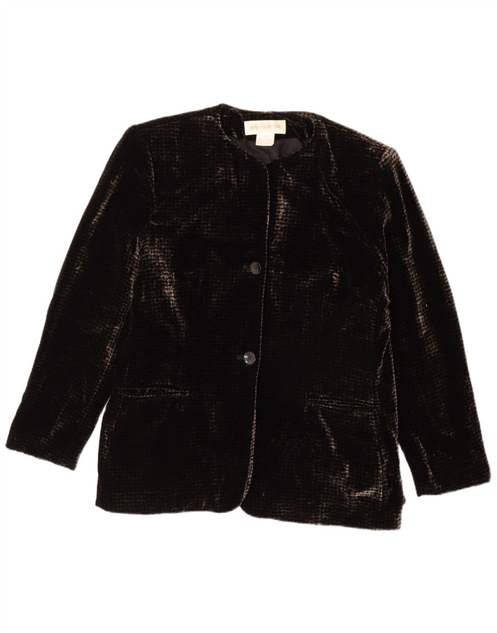 Jones New York Damen-Blazer aus Velours mit 2 Knöpfen, Gr. 16, Größe L, Schwarz, Viskose