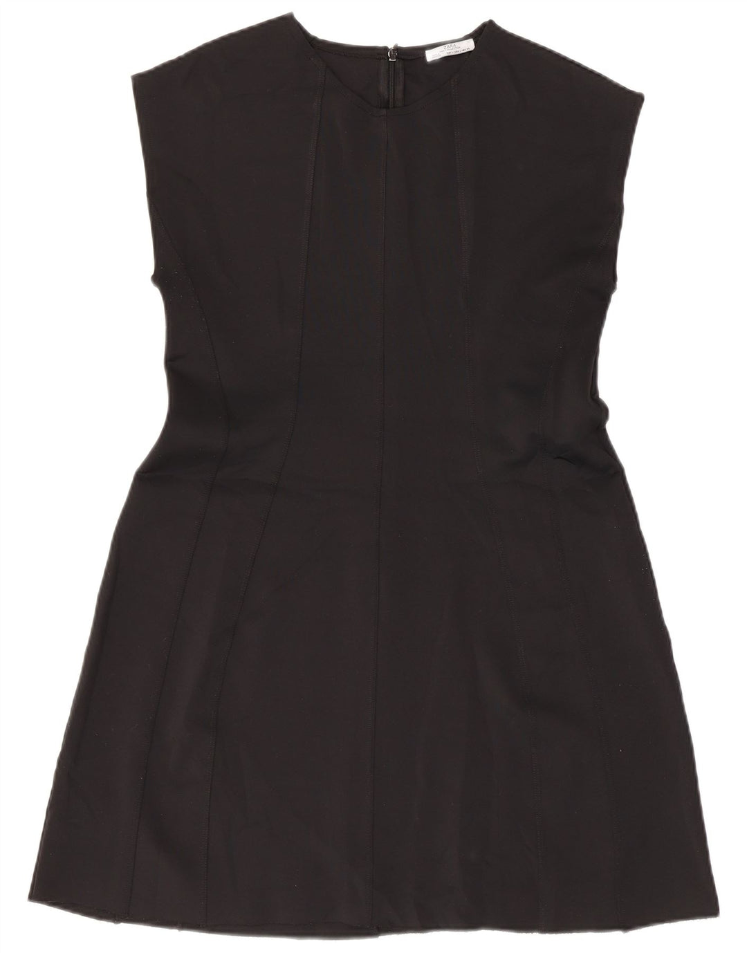 Zara Damen ärmelloses A-Linien-Kleid UK 14 Large Schwarz Polyester
