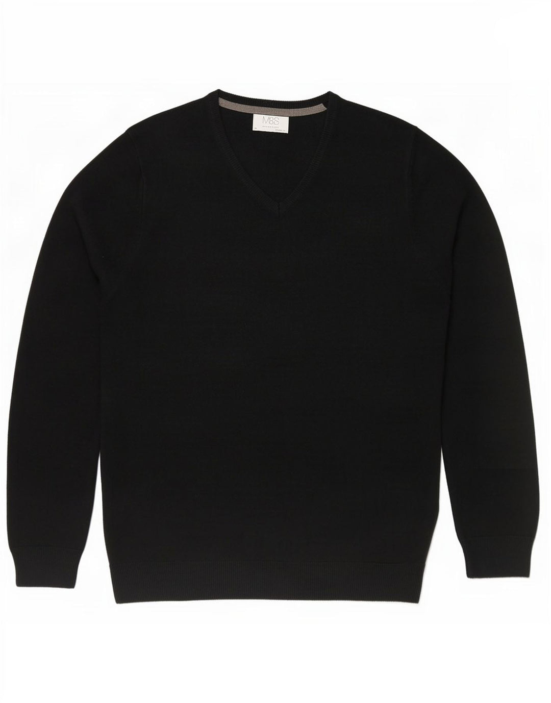 Marks & Spencer Herren-Pullover mit V-Ausschnitt, reguläre Passform, Mittelschwarz, Acryl