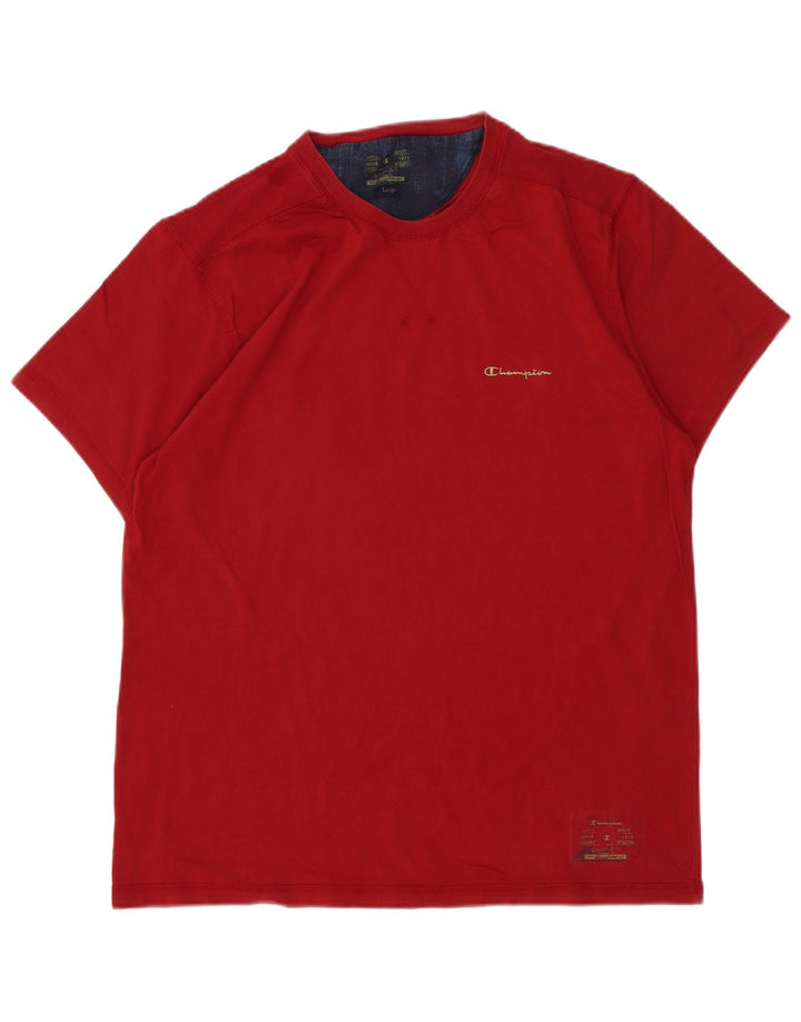 Champion Herren T-Shirt Top Large Rot Baumwolle