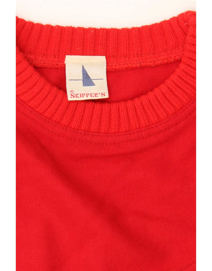 Skipper's Damen-Pullover mit U-Boot-Ausschnitt IT 42 Mittelrote geometrische Wolle