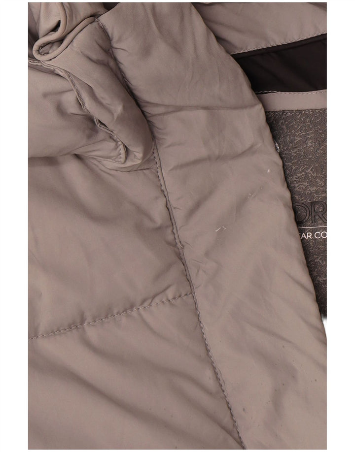 Superdry Damen Übergroßer, grafischer, wattierter Mantel mit Kapuze, UK 10, Größe S, Grau