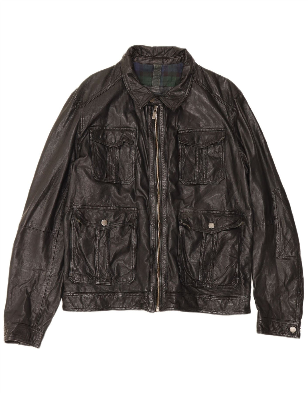 Massimo Dutti Herren Lederjacke UK 42 XL Schwarzes Schaffell