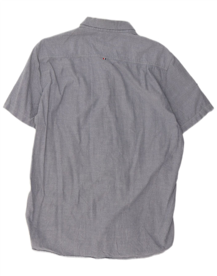 SUPERDRY Herren Kurzarmhemd XL Blau Baumwolle