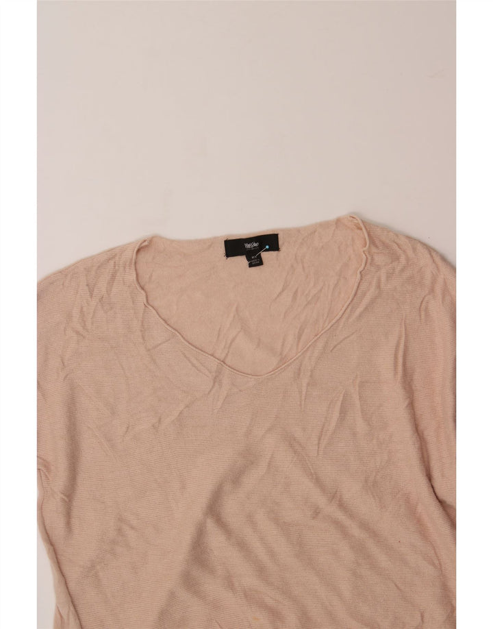 MOSSIMO Womens V-Neck Jumper Sweater UK 14 Medium Beige Nylon Vintage Mossimo and Second-Hand Mossimo from Messina Hembry 