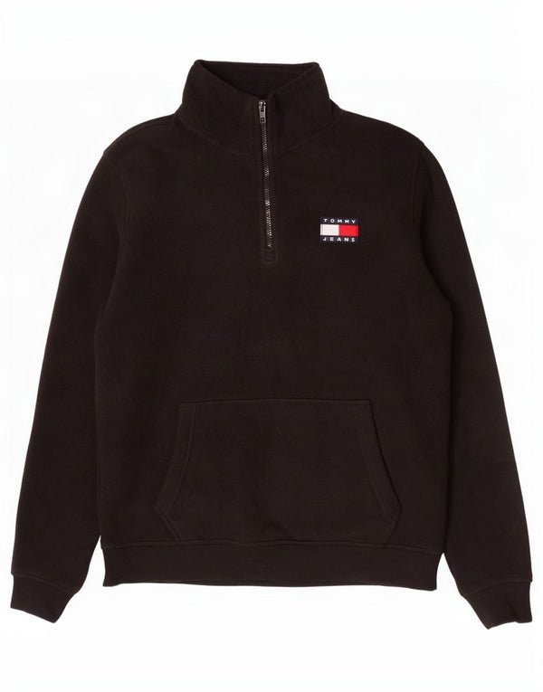 Tommy Hilfiger Herren-Fleecepullover mit Reißverschluss, Mittelschwarz, Polyester