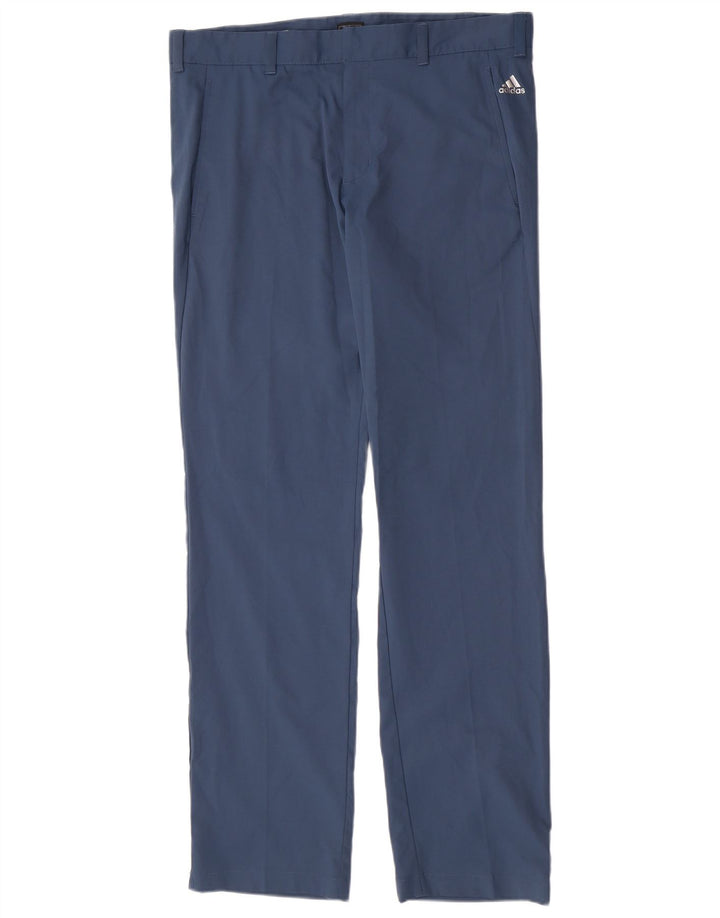 Adidas Herren Straight Chino Hose W34 L34 Blaues Polyester
