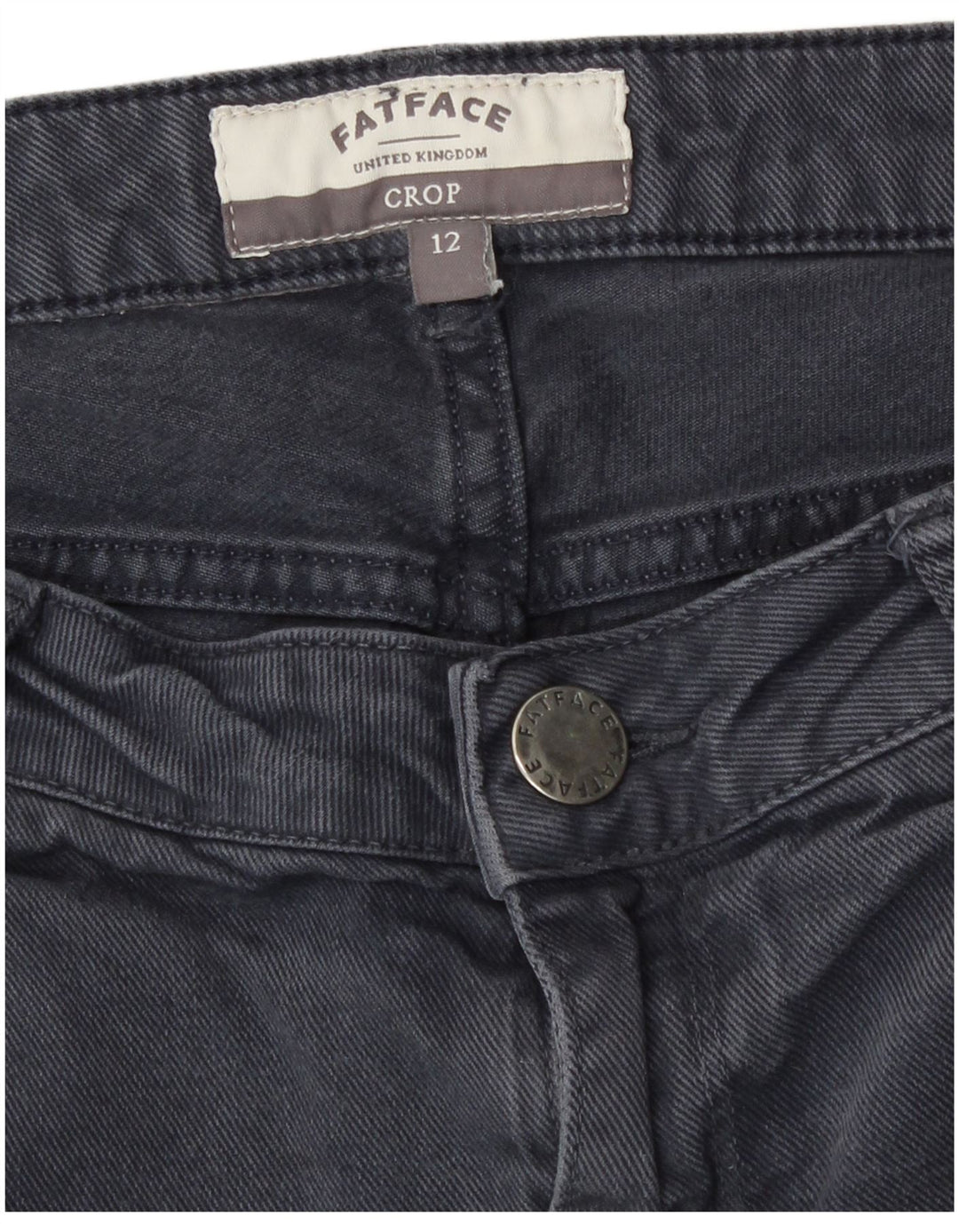 Fat Face Damen-Cropped-Jeans UK 12 Medium W32 L22 Graue Baumwolle