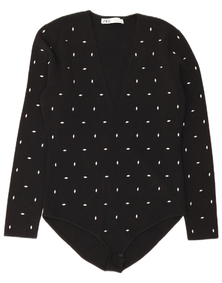 Zara Damen-Body UK 14 Large Schwarz Viskose