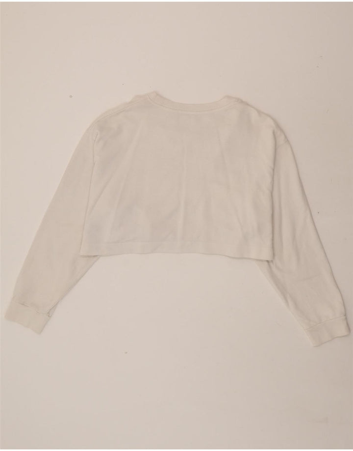 LEVI'S Womens Oversized Crop Sweatshirt Jumper UK 16 Large White Cotton Vintage Levi's and Second-Hand Levi's from Messina Hembry 